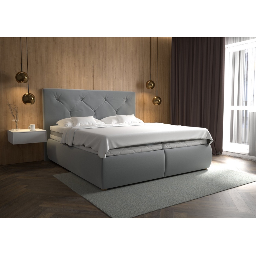 Boxspringbed met matras en topper ELEN 160x200 cm grijs