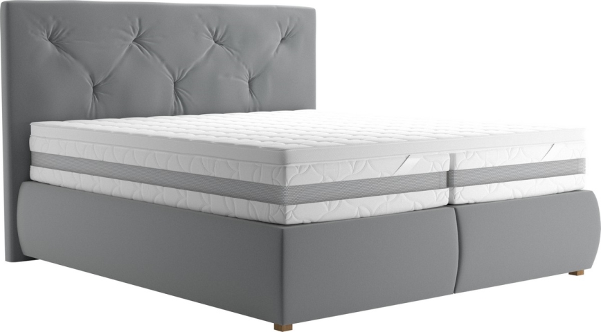Boxspringbed met matras en topper ELEN 180x200 cm grijs