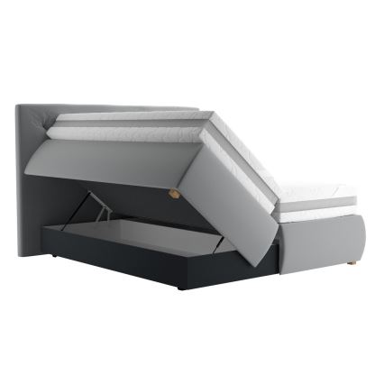 Boxspringbed met matras en topper ELEN 180x200 cm grijs