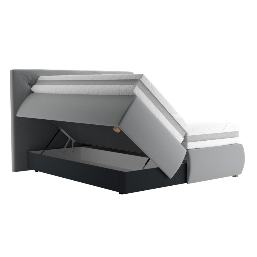 Boxspringbed met matras en topper ELEN 180x200 cm grijs