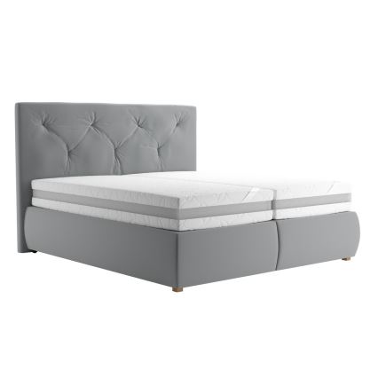 Boxspringbed met matras en topper ELEN 180x200 cm grijs