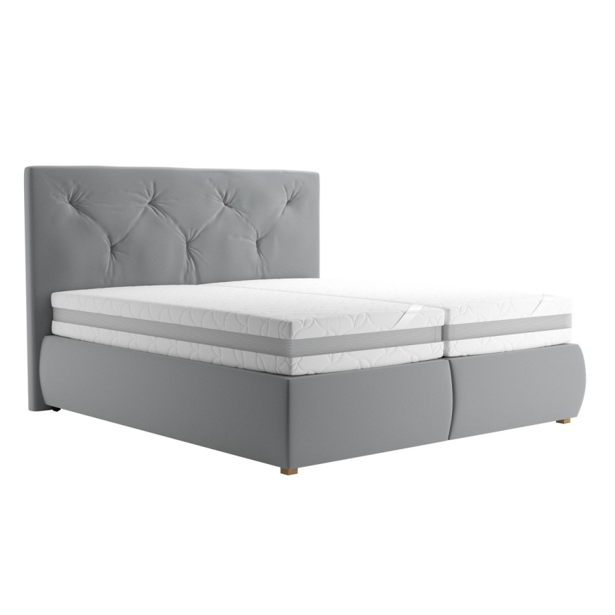 Boxspringbed met matras en topper ELEN 180x200 cm grijs