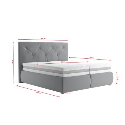 Boxspringbed met matras en topper ELEN 180x200 cm grijs