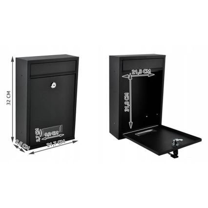 Brievenbus 21,7x32 cm zwart