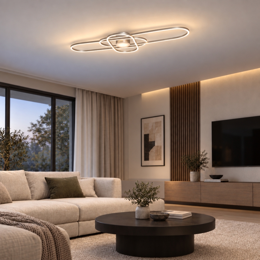 BRILAGI - LED dimbare plafondlamp APOLLO LED/58W/230V 3000-6500K 43,2x101,2 cm mat chroom + afstandsbediening