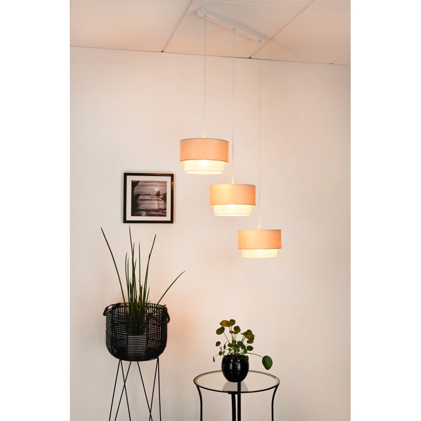 Brilagi - Hanglamp aan kabel ARIZONA BOHO 3xE27/15W/230V beige/wit