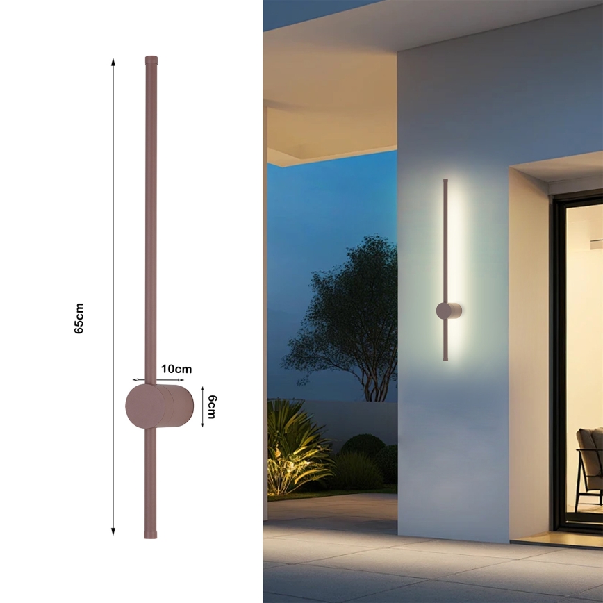 Brilagi - LED buitenwandlamp AURA LED/12W/230V 3000K IP54 65 cm bruin CRI 90