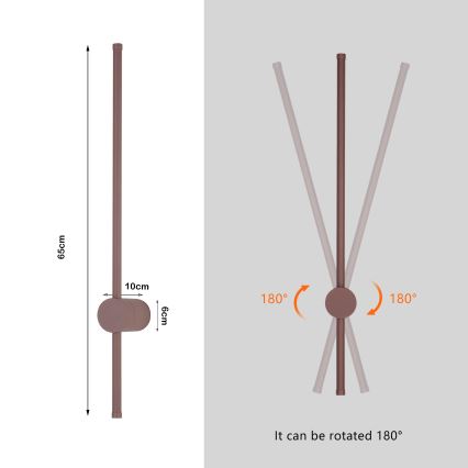 Brilagi - LED buitenwandlamp AURA LED/12W/230V 3000K IP54 65 cm bruin CRI 90