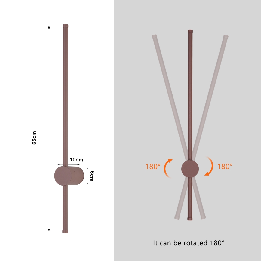 Brilagi - LED buitenwandlamp AURA LED/12W/230V 3000K IP54 65 cm bruin CRI 90