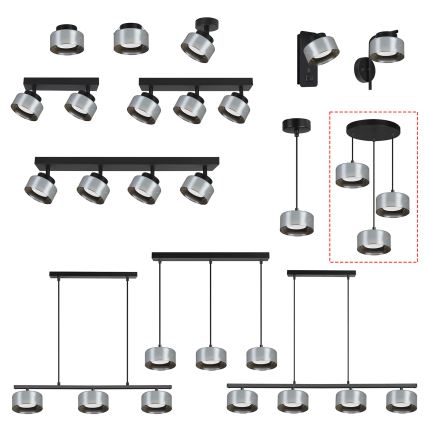 Brilagi - LED RGB+CCT dimbare hanglamp met kabel AURA LUX 3xGX53/14W/230V 2700-6500K Wi-Fi Tuya zwart/rook