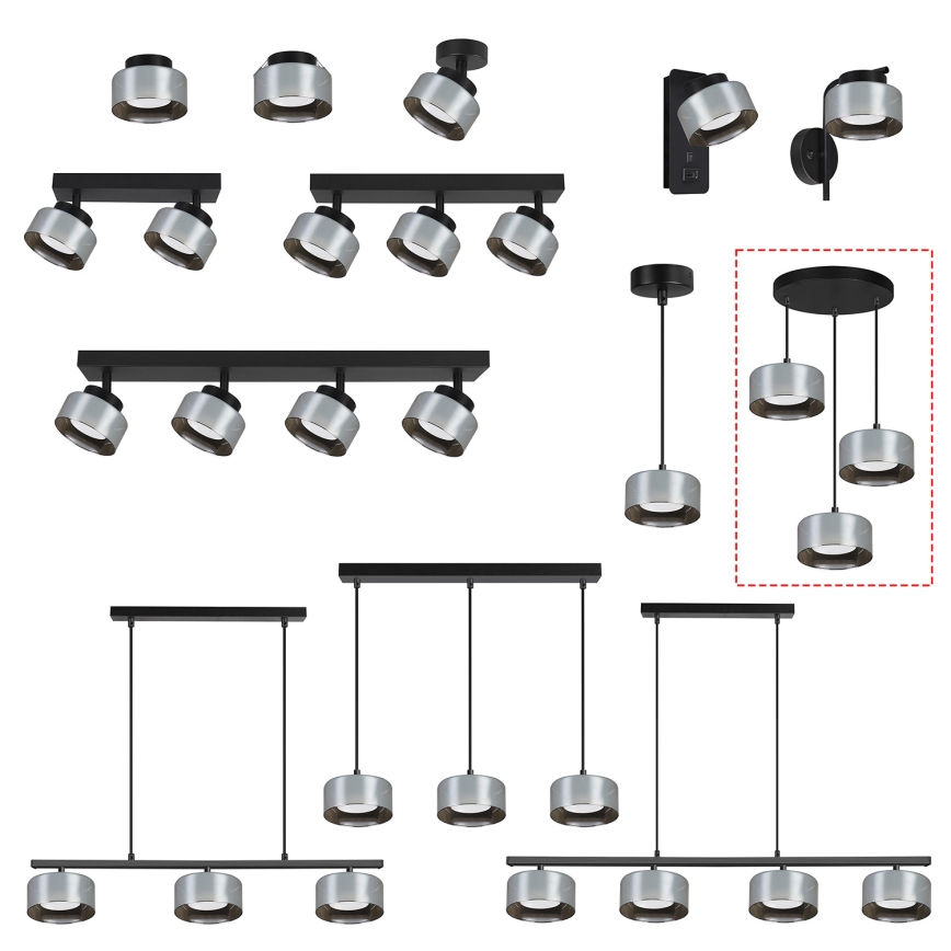 Brilagi - LED RGB+CCT dimbare hanglamp met kabel AURA LUX 3xGX53/14W/230V 2700-6500K Wi-Fi Tuya zwart/rook