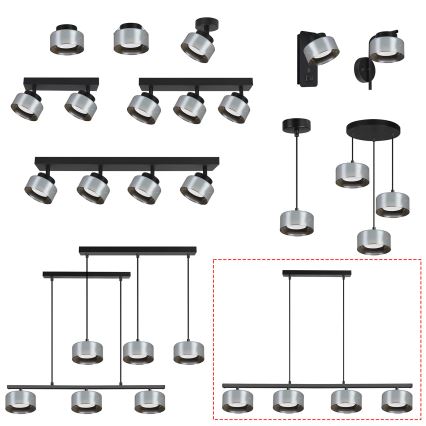Brilagi - LED RGB+CCT dimbare hanglamp aan kabel AURA LUX 4xGX53/14W/230V 2700-6500K Wi-Fi Tuya zwart/rookglas
