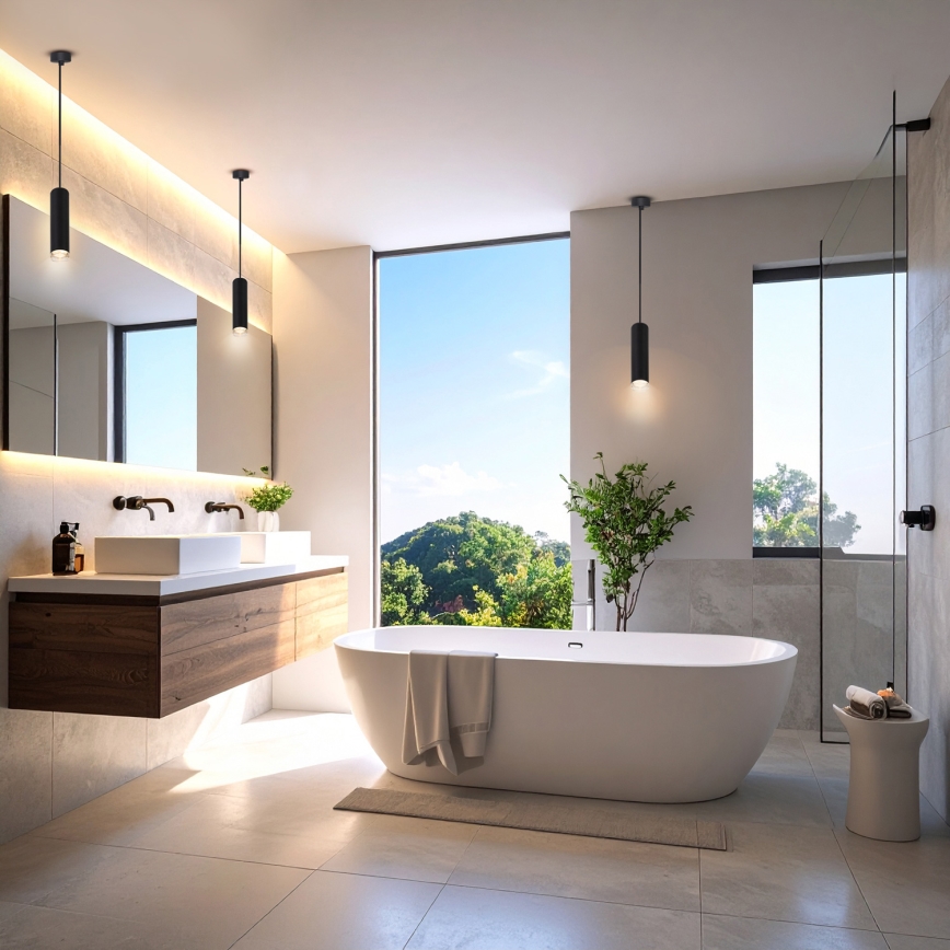 Brilagi - Badkamer hanglamp aan een koord SELE AQUA 1xGU10/30W/230V IP44 zwart