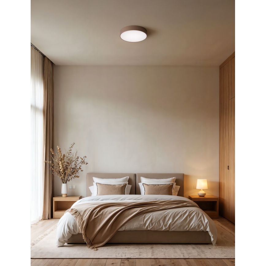 Brilagi - Plafondlamp voor badkamer met bewegings- en schemersensor CLARE 1xE27/24W/230V Ø 20 cm bruin IP54