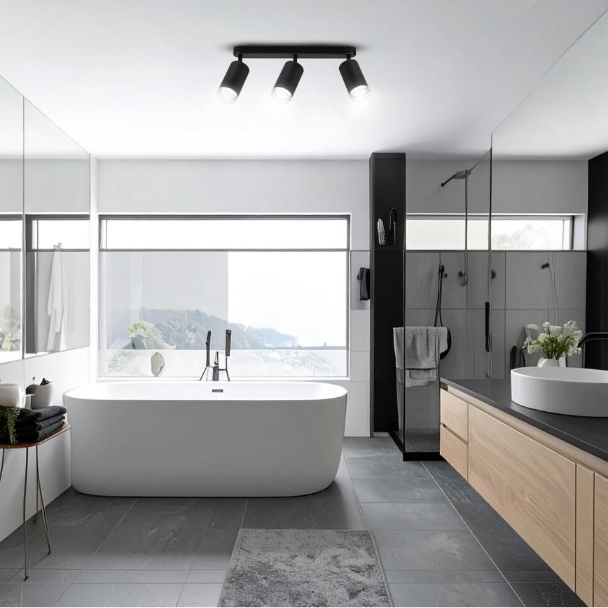 Brilagi - Badkamer spot SELE 3xGU10/30W/230V IP44 zwart