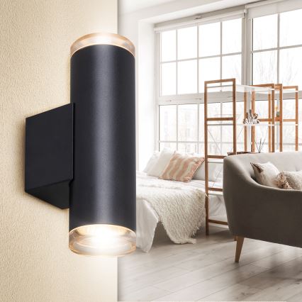 Brilagi - Badkamer wandspot SELE AQUA 2xGU10/30W/230V IP44 zwart