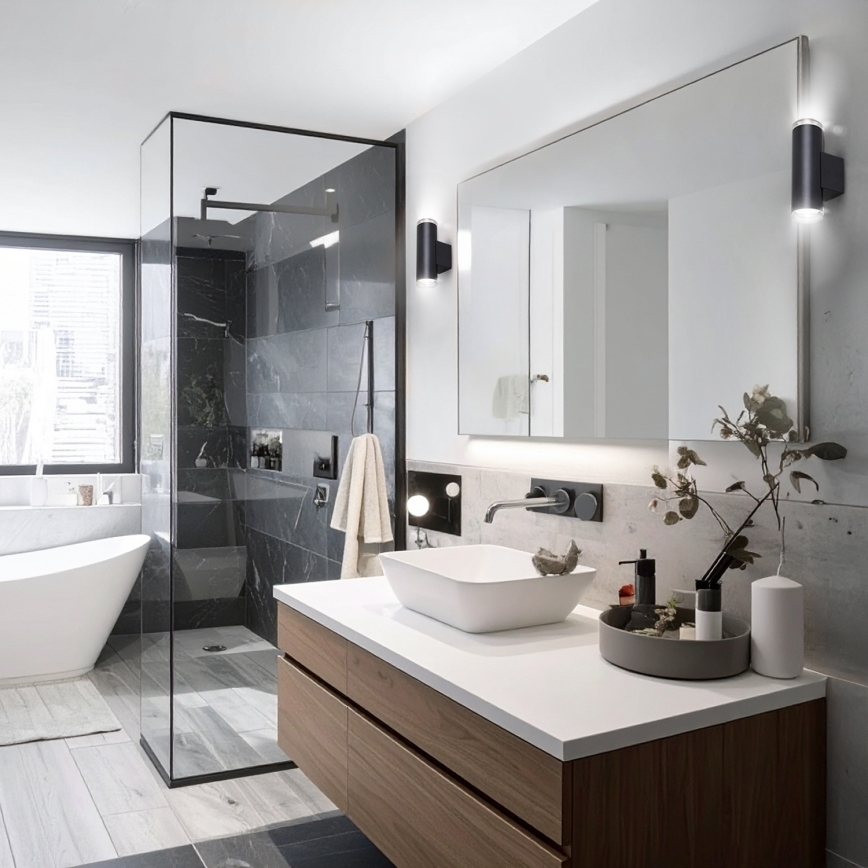 Brilagi - Badkamer wandspot SELE AQUA 2xGU10/30W/230V IP44 zwart