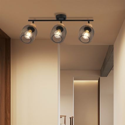 Brilagi - BASKLITE spotarmatuur 3xE27/15W/230V hout/zwart