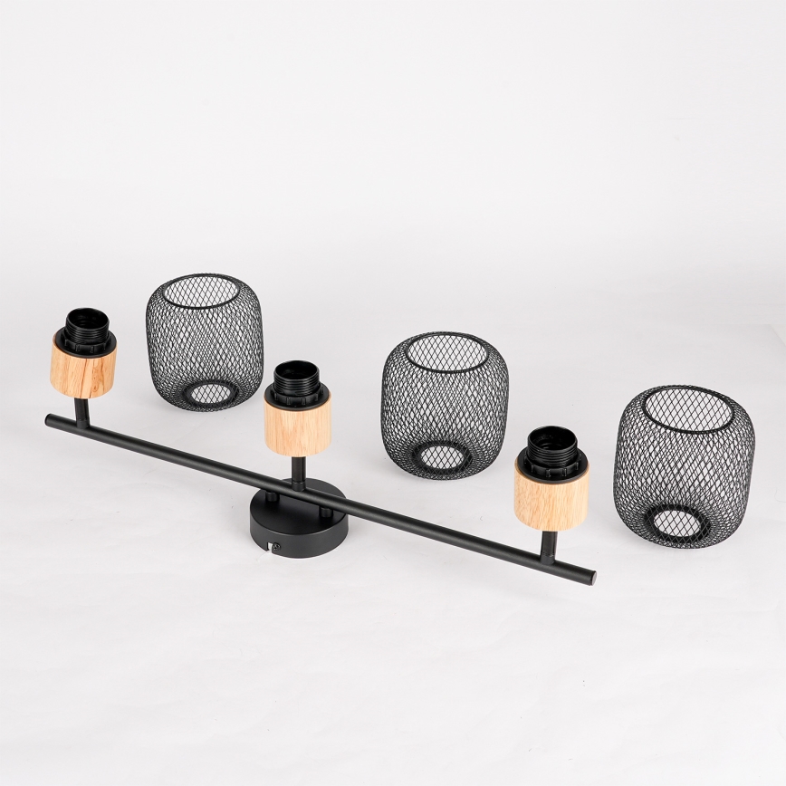 Brilagi - BASKLITE spotarmatuur 3xE27/15W/230V hout/zwart