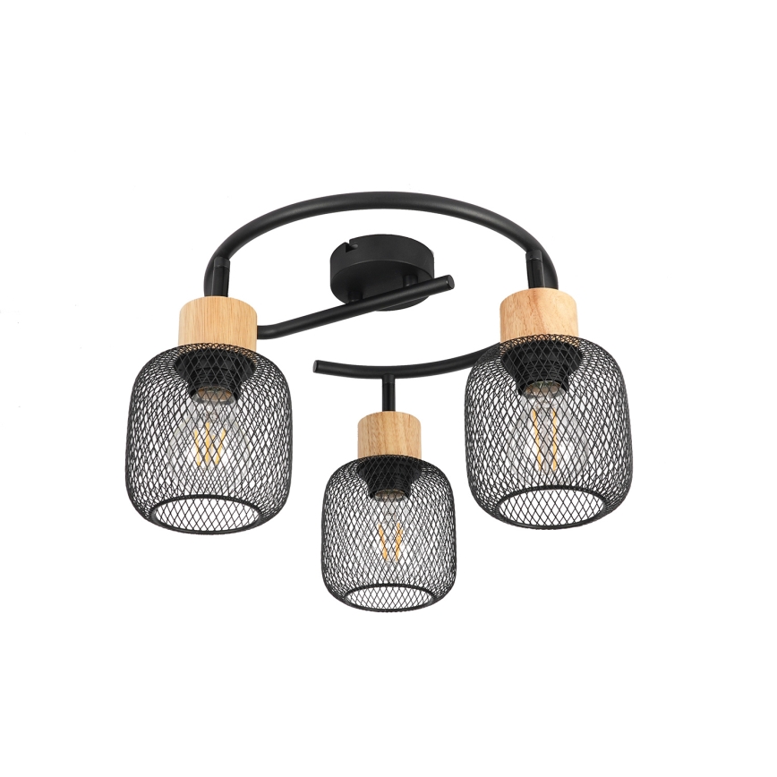 Brilagi - BASKLITE spotlamp 3xE27/15W/230V rubberhout/zwart