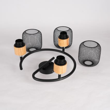 Brilagi - BASKLITE spotlamp 3xE27/15W/230V rubberhout/zwart