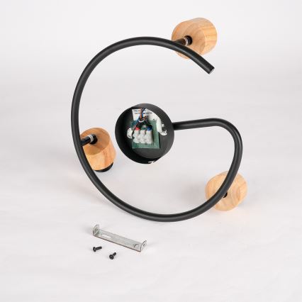 Brilagi - BASKLITE spotlamp 3xE27/15W/230V rubberhout/zwart