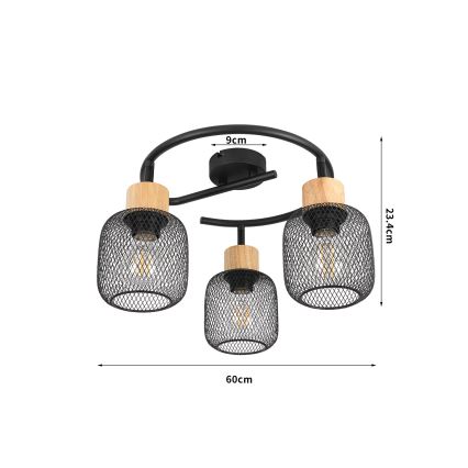 Brilagi - BASKLITE spotlamp 3xE27/15W/230V rubberhout/zwart