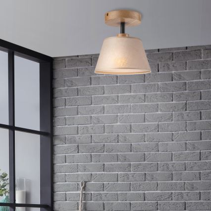Brilagi - Bevestigde hanglamp ANTHONY 1xE14/60W/230V eiken/beige