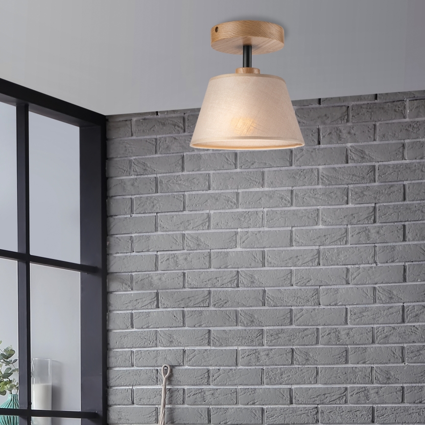 Brilagi - Bevestigde hanglamp ANTHONY 1xE14/60W/230V eiken/beige