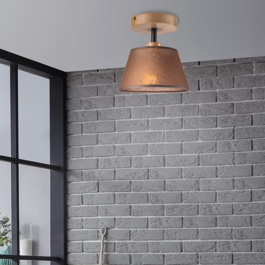 Brilagi - Bevestigde hanglamp ANTHONY 1xE14/60W/230V eiken/bruin