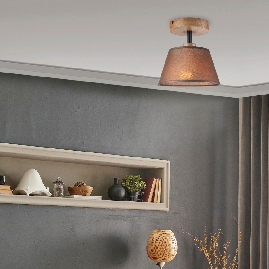 Brilagi - Bevestigde hanglamp ANTHONY 1xE14/60W/230V eiken/bruin