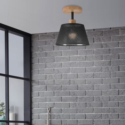 Brilagi - Bevestigde hanglamp ANTHONY 1xE14/60W/230V eiken/zwart