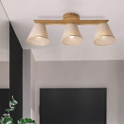 Brilagi - Bevestigde hanglamp ANTHONY 3xE14/40W/230V eiken/beige