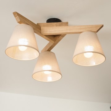 Brilagi - Bevestigde hanglamp ANTHONY 3xE14/40W/230V eiken/beige
