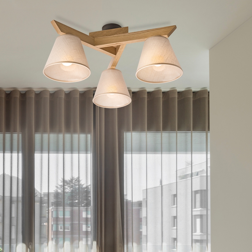 Brilagi - Bevestigde hanglamp ANTHONY 3xE14/40W/230V eiken/beige