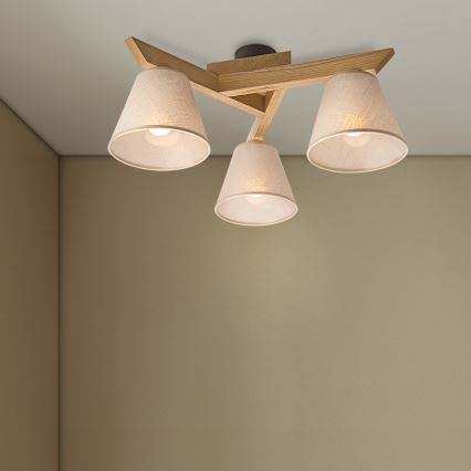 Brilagi - Bevestigde hanglamp ANTHONY 3xE14/40W/230V eiken/beige