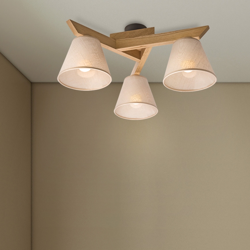 Brilagi - Bevestigde hanglamp ANTHONY 3xE14/40W/230V eiken/beige