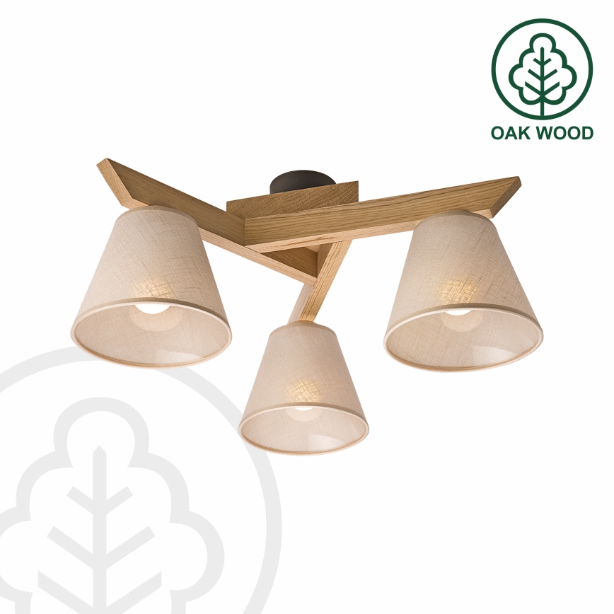 Brilagi - Bevestigde hanglamp ANTHONY 3xE14/40W/230V eiken/beige