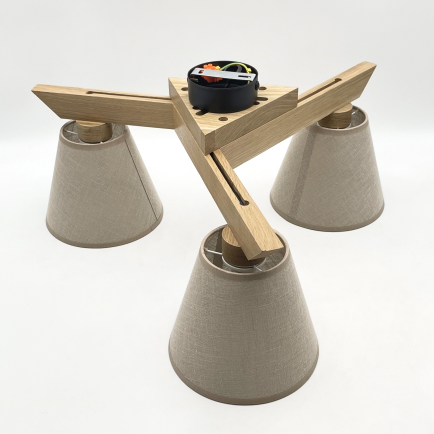 Brilagi - Bevestigde hanglamp ANTHONY 3xE14/40W/230V eiken/beige