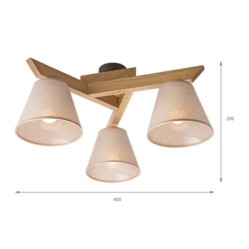 Brilagi - Bevestigde hanglamp ANTHONY 3xE14/40W/230V eiken/beige