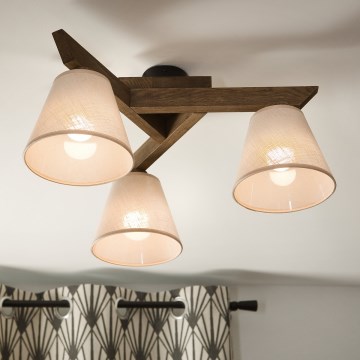Brilagi - Bevestigde hanglamp ANTHONY 3xE14/40W/230V eiken/beige