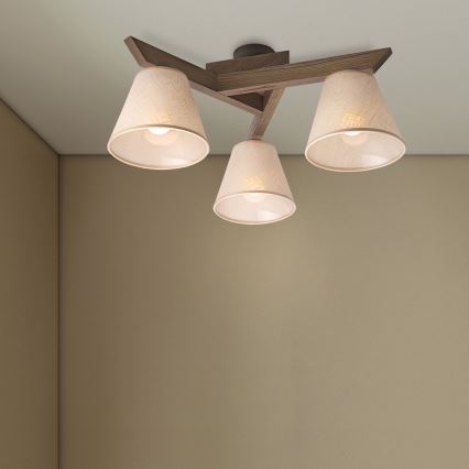 Brilagi - Bevestigde hanglamp ANTHONY 3xE14/40W/230V eiken/beige