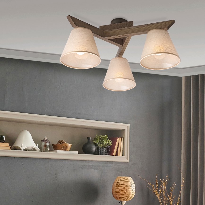 Brilagi - Bevestigde hanglamp ANTHONY 3xE14/40W/230V eiken/beige