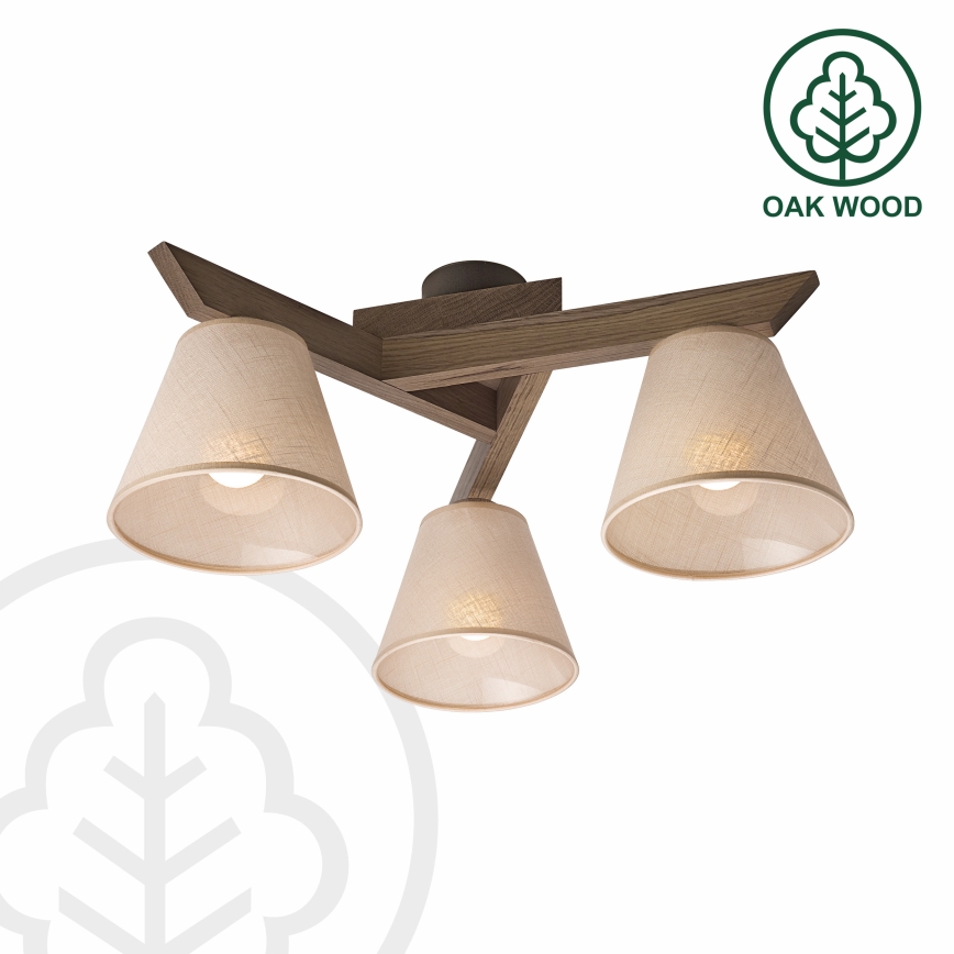 Brilagi - Bevestigde hanglamp ANTHONY 3xE14/40W/230V eiken/beige