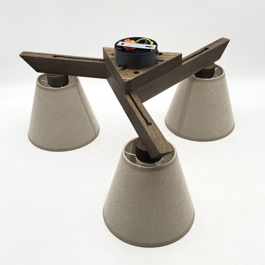 Brilagi - Bevestigde hanglamp ANTHONY 3xE14/40W/230V eiken/beige