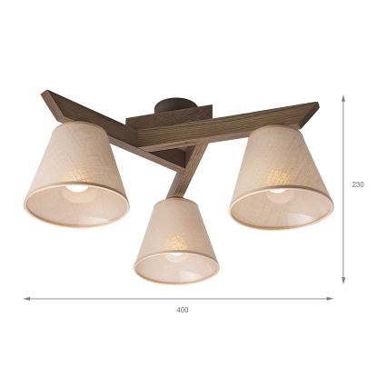 Brilagi - Bevestigde hanglamp ANTHONY 3xE14/40W/230V eiken/beige