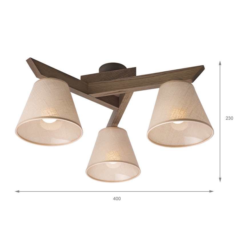 Brilagi - Bevestigde hanglamp ANTHONY 3xE14/40W/230V eiken/beige