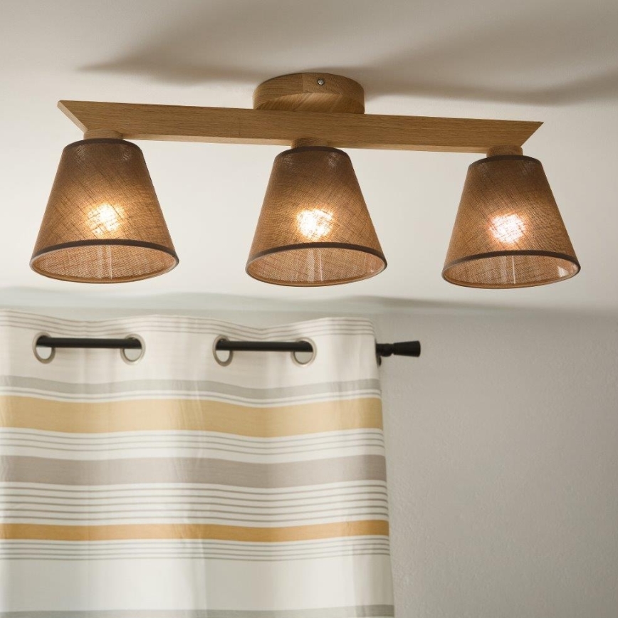 Brilagi - Bevestigde hanglamp ANTHONY 3xE14/40W/230V eiken/bruin
