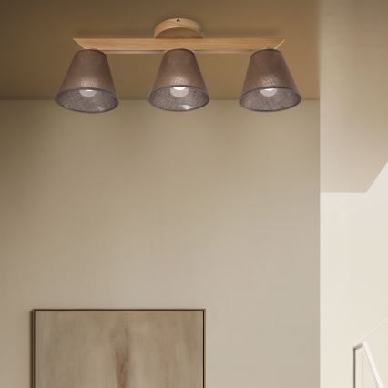 Brilagi - Bevestigde hanglamp ANTHONY 3xE14/40W/230V eiken/bruin