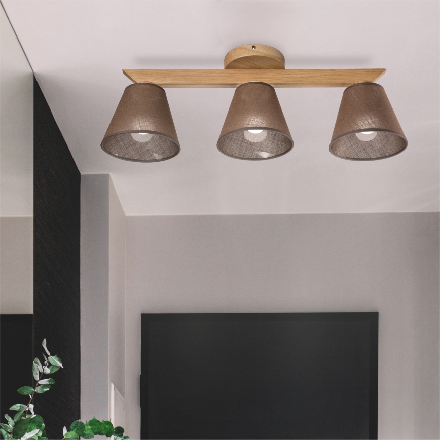 Brilagi - Bevestigde hanglamp ANTHONY 3xE14/40W/230V eiken/bruin